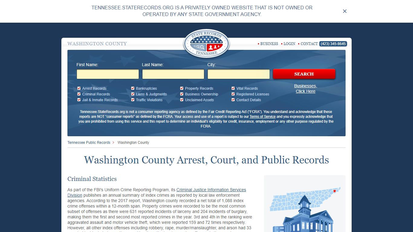 Washington County Arrest, Court, and Public Records